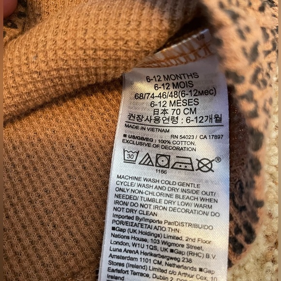 BABY GAP 6-12 mos LEOPARD MATCHING SET 100% cotton - Picture 4 of 6